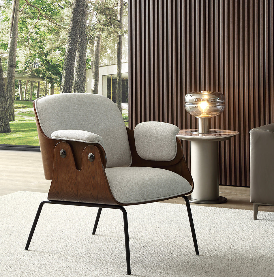 White Linen Lounge Chair