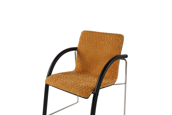 Chenille Textured Stainless Steel Modern Armchair - Soft & Smooth Chenille Fabric