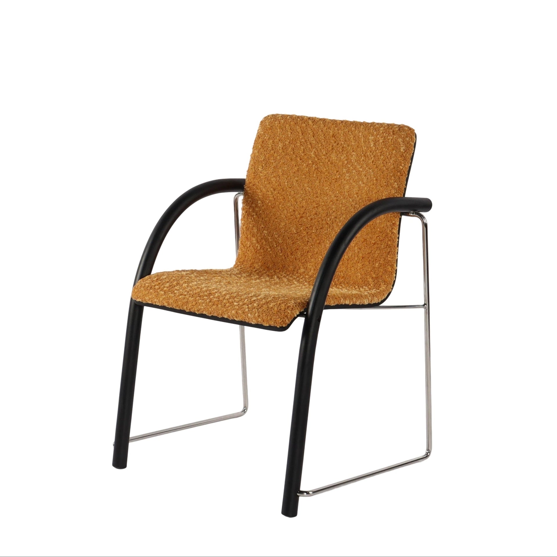 Chenille Textured Stainless Steel Modern Armchair - Minimalist Design, Multi-Scenario Use