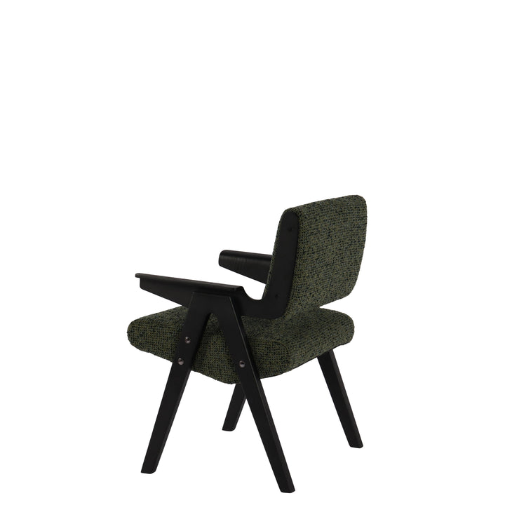 Forest Palette Fabric Upholstered Armchair - Ash Wood Armrests
