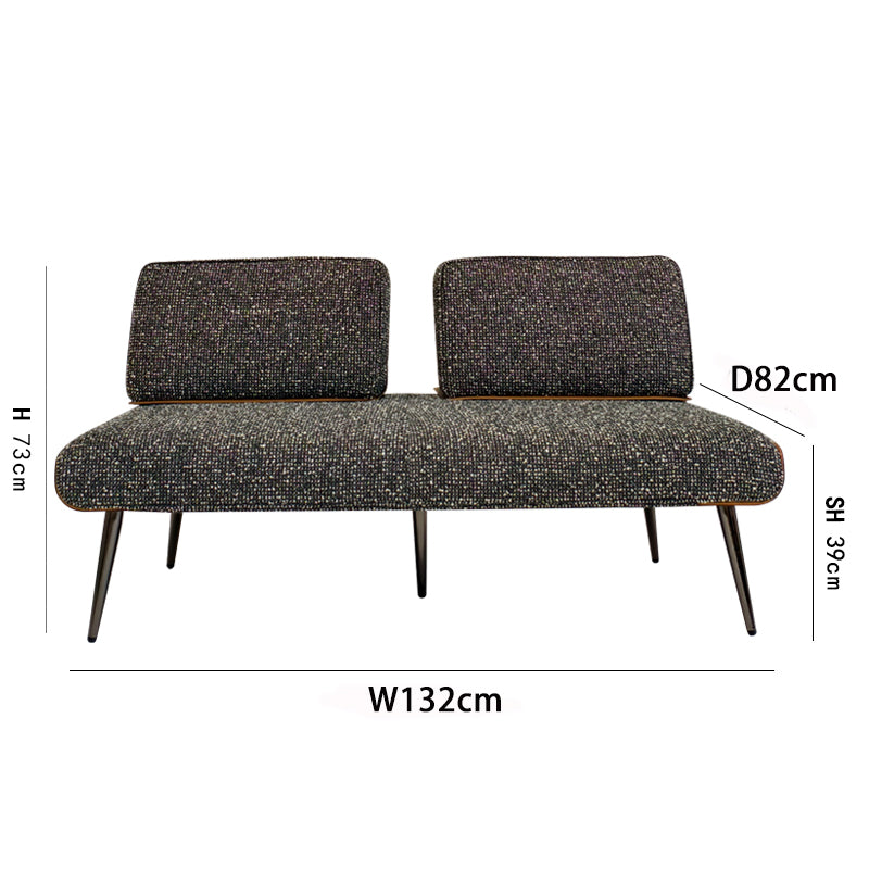 Cotton-Linen Lounge Sofa (2-Seater Dims): Total H73, W132, Seat H39