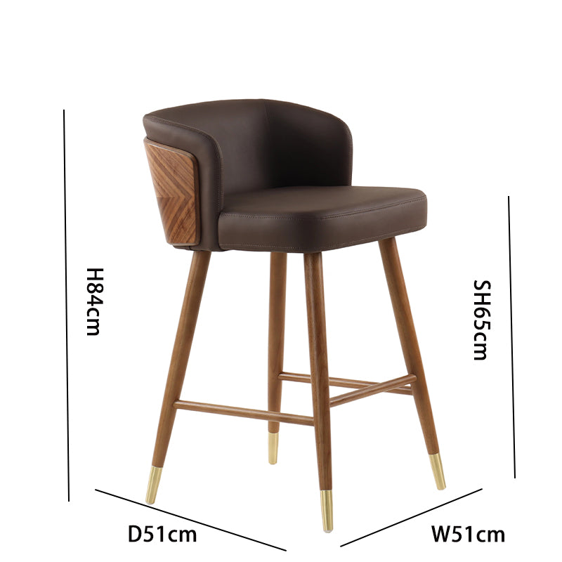 Brown Oak Bar Stool (Low) - 84CM H, 65CM Seat H, 51CM W