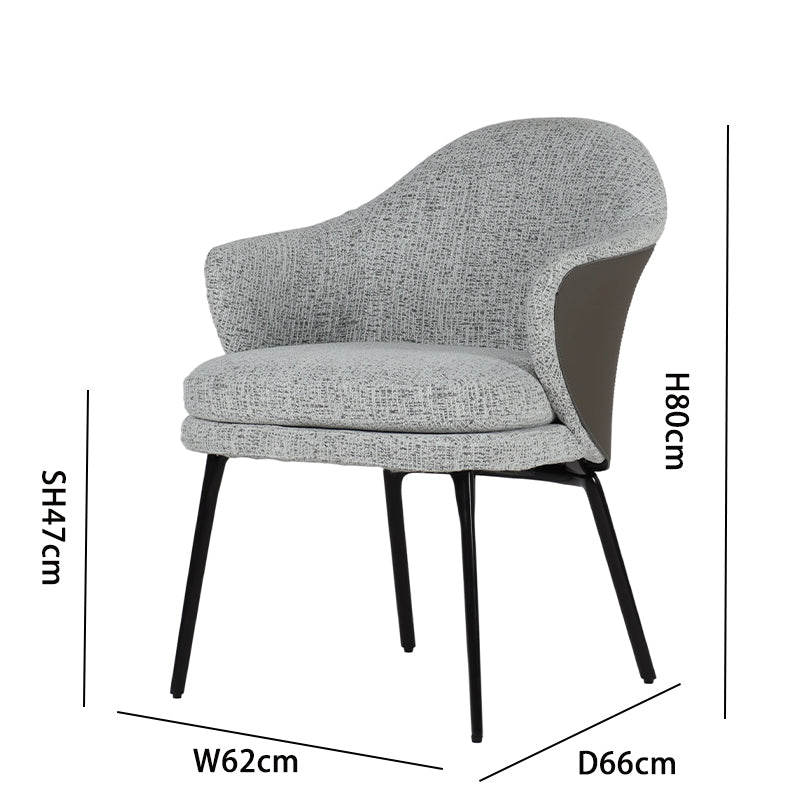 Italian Minimalist Cotton-Linen Armchair: Size Label (Seat H47, W62, H80cm