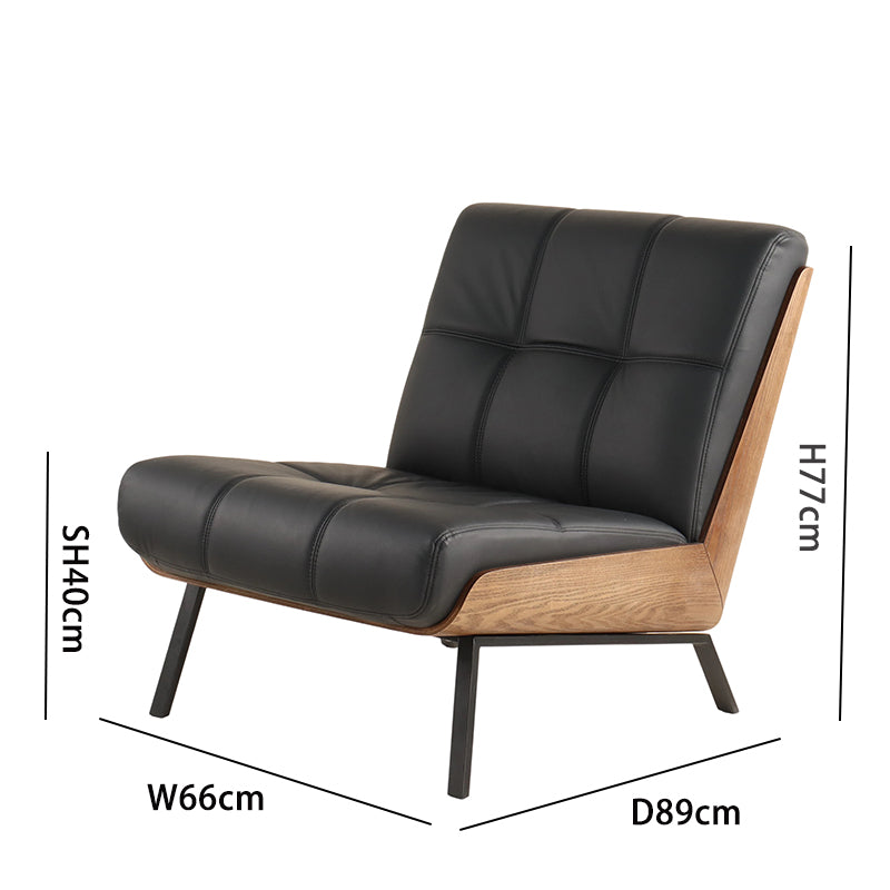 Armless Mid-Century Modern Accent Chair - Dimensions: H77cm, W66cm, Seat H43cm