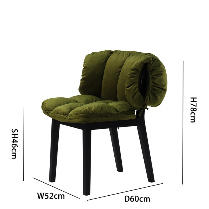 Velvet Ash Dining Chair - Dimensions (46 Seat H, 78 Total H, 52 Total W)
