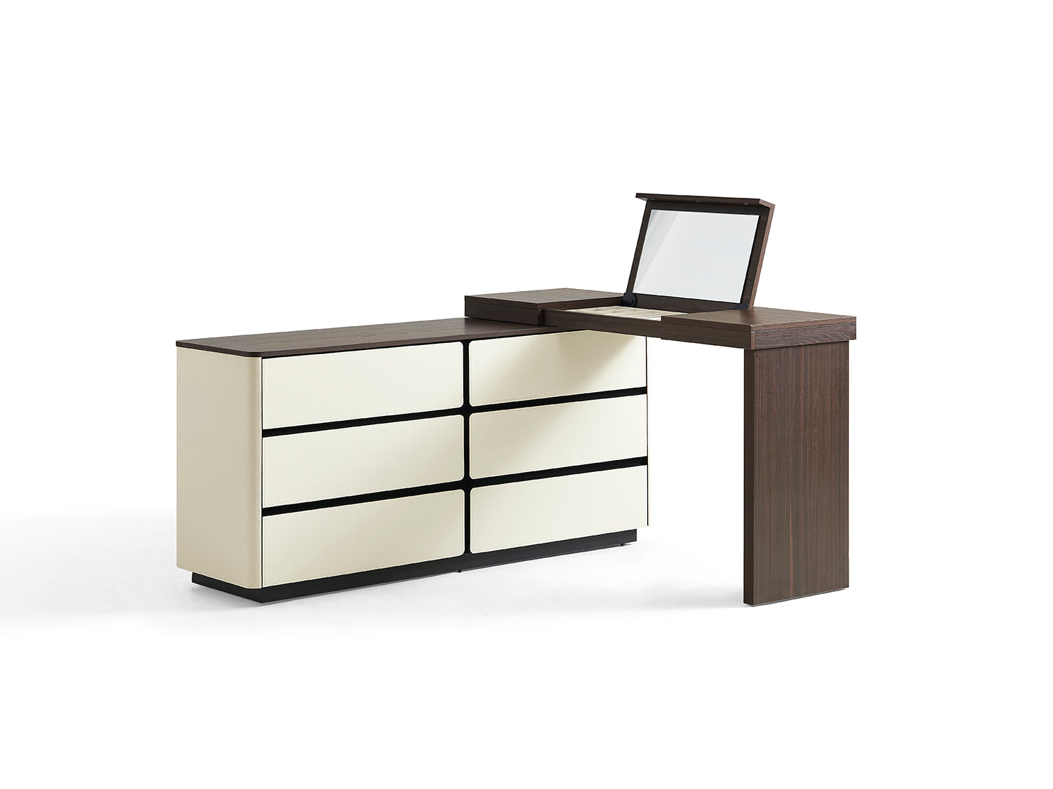 Modern dressing table with built-in vanity mirror
