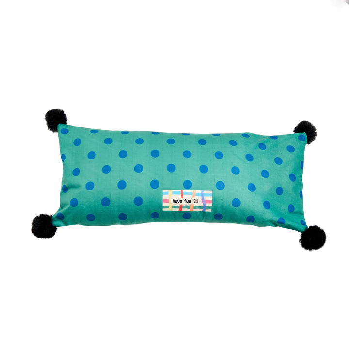 Dutch Velvet Fun Blue Polka-Dotted Rectangular Decorative Pillow