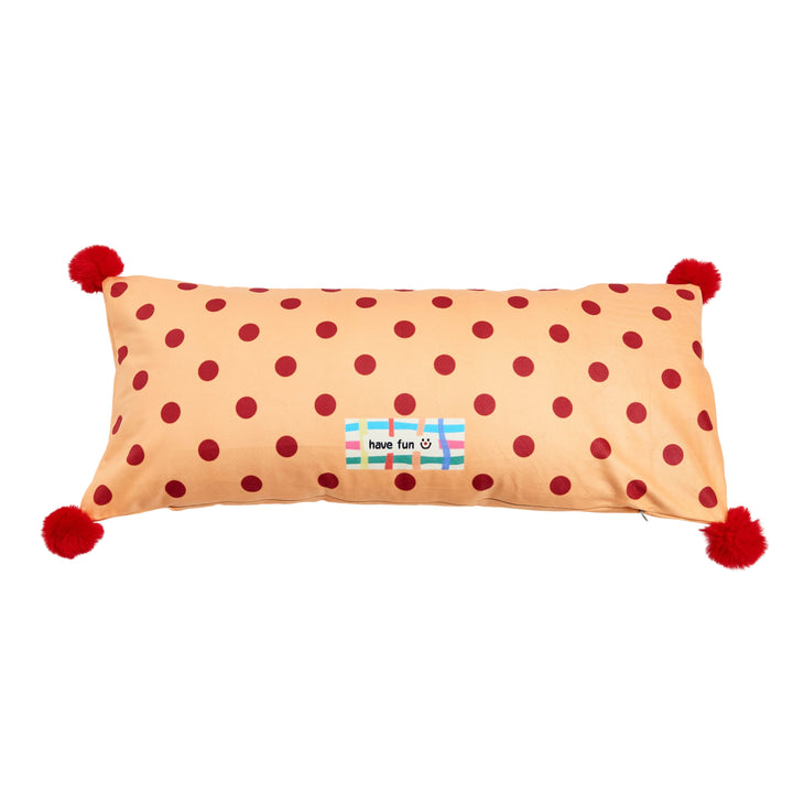 Dutch Velvet Fun Red Polka-Dotted Rectangular Decorative Pillow