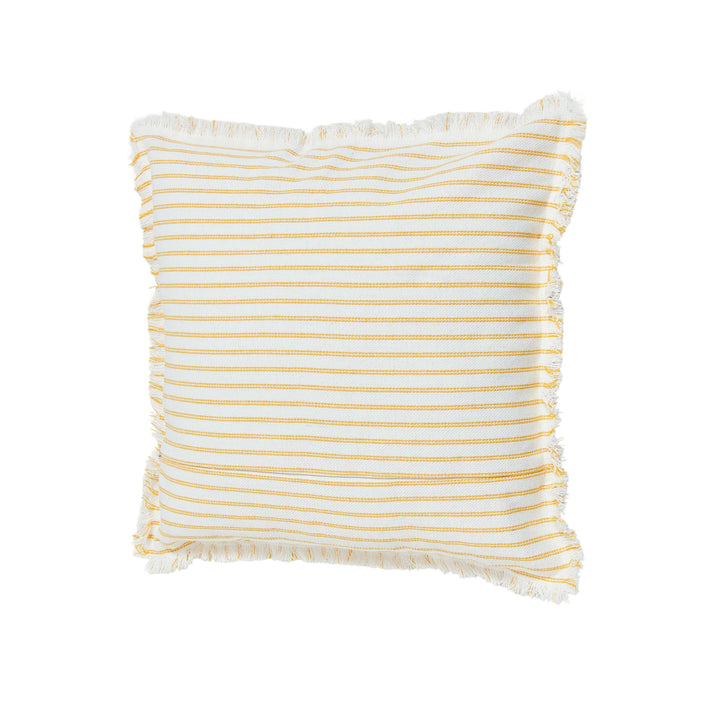 Back of Linen Yellow Striped Square Decorative Pillow (Invisible Zipper)