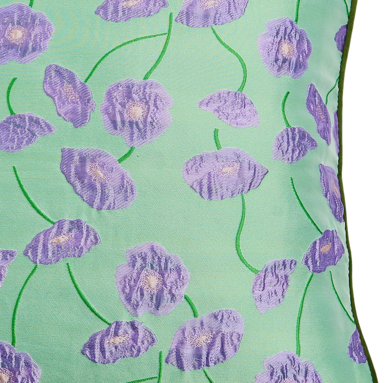 Double-Sided Jacquard Silk-Like Fabric Square Decorative Pillow with Purple Floral Pattern