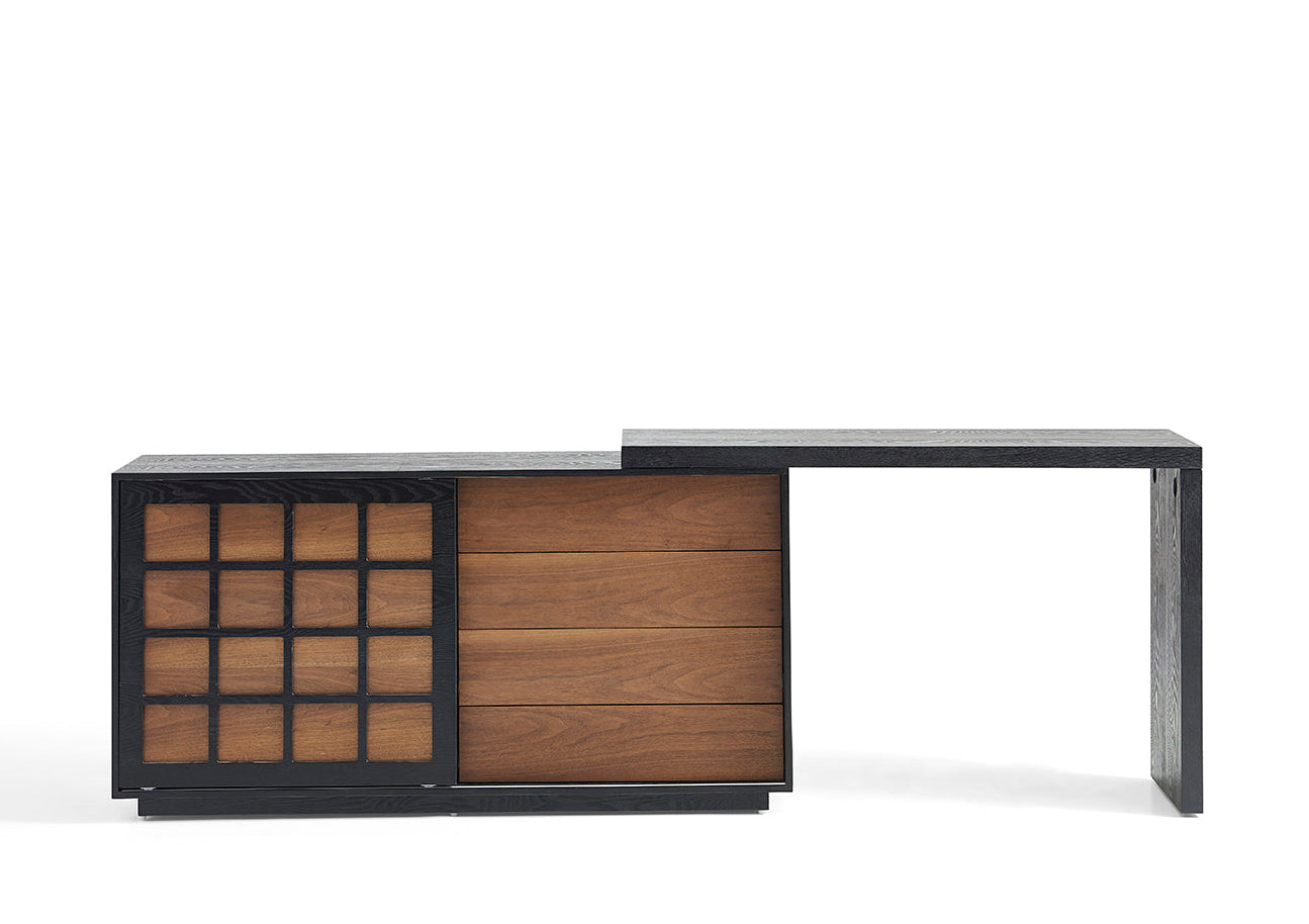 Mid-century plywood dressing table, straight-line placement