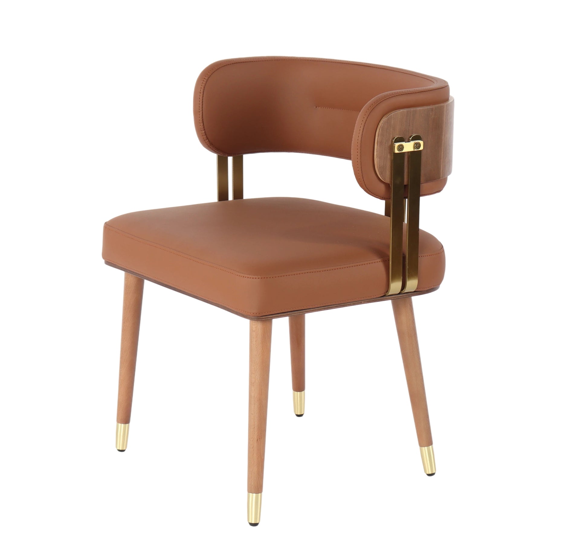 Warm Brown Microfiber Leather Dining Chair - Front View (Fine Smooth Fabric)