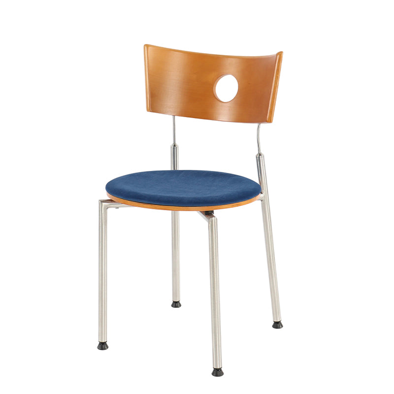 Angled Front View of Stainless Steel Versatile Velvet Chair