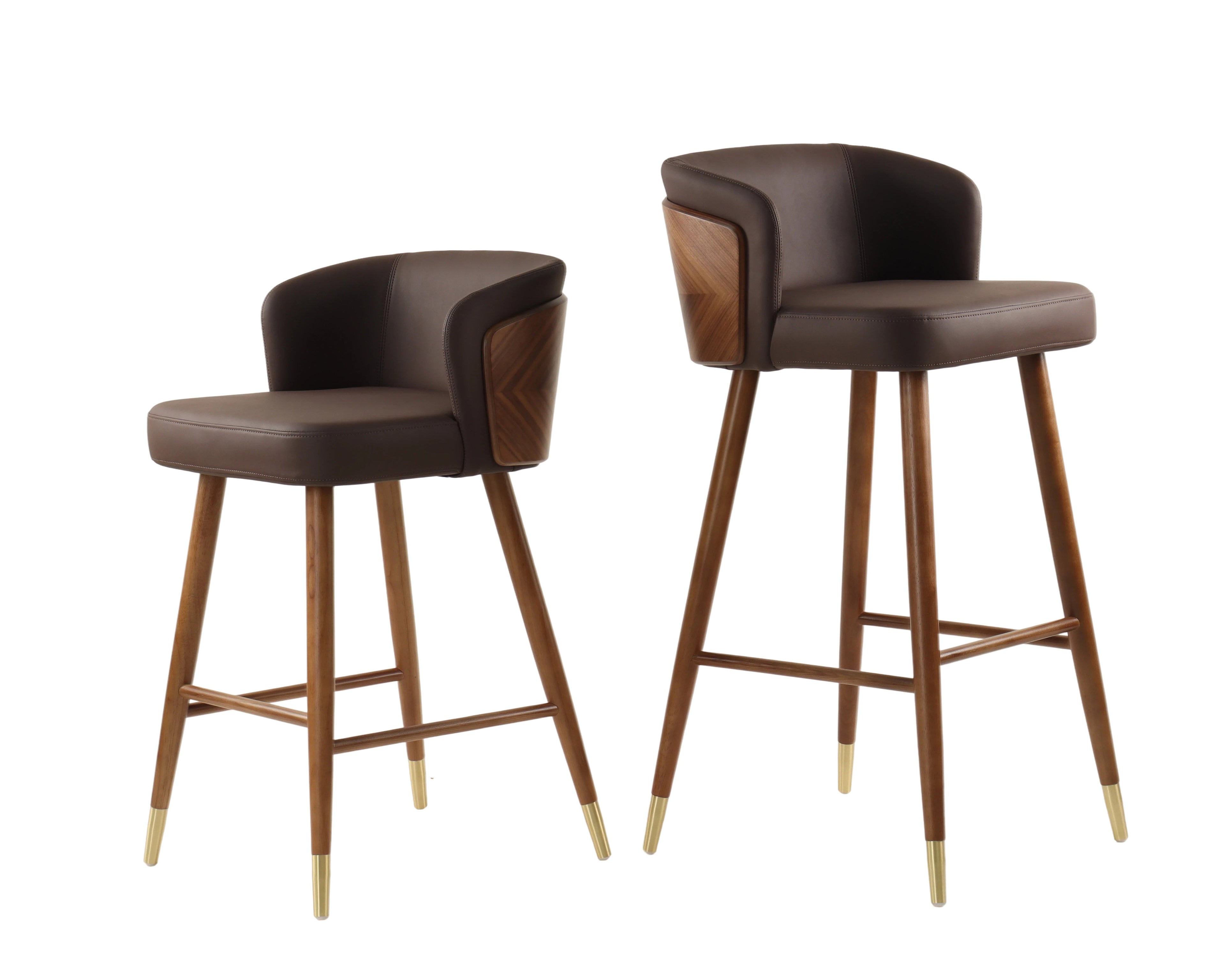 Brown Oak Bar Stool-Fits Both High and Low Bars