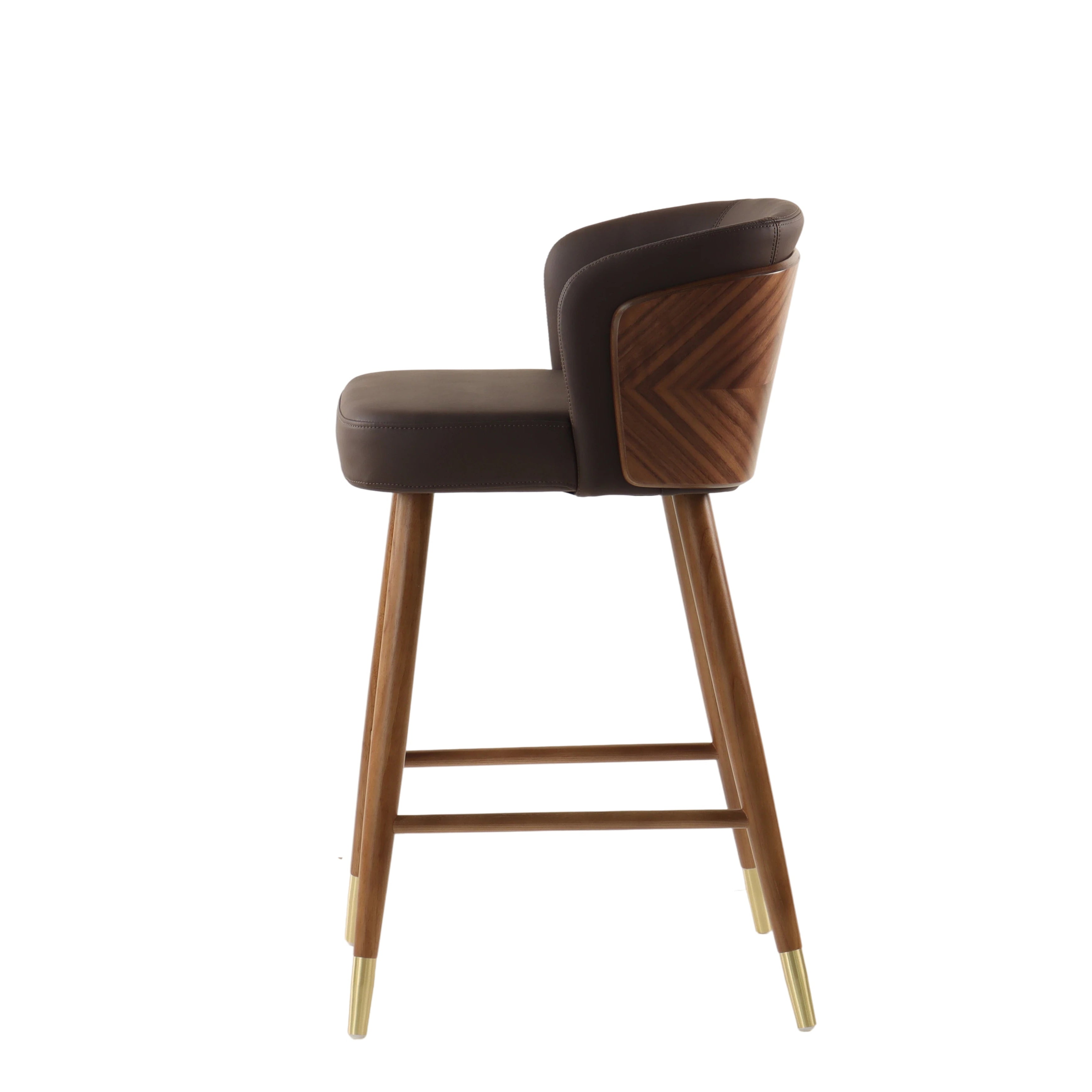 Brown Oak Bar Stool-Oak Legs with Stainless Steel Fittings