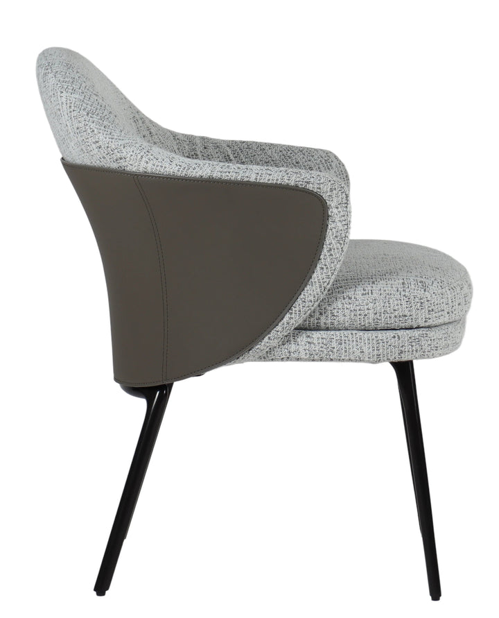 Italian Minimalist Cotton-Linen Armchair: Side View, Sleek Silhouette
