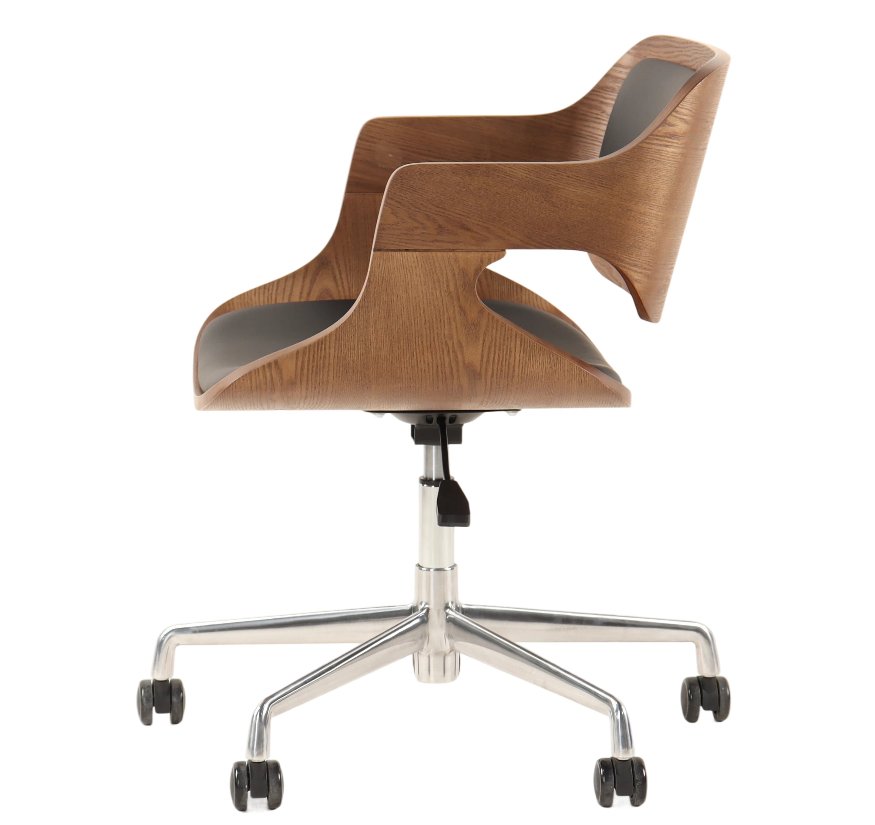 Microfiber Leather Office Chair - Curved Wood Frame (Fine Surface Grain)
