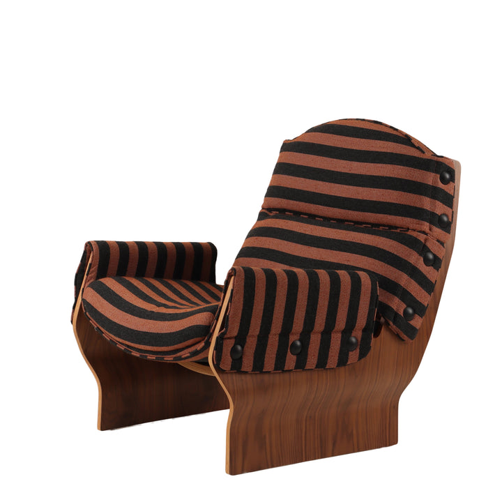 Rust Red Stripe Designer Accent Armchair - Suitable for Multi-Scene Leisure Corners