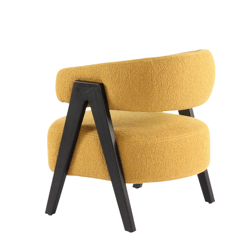 Back View of Terry Velour Mustard Yellow Accent Chair
