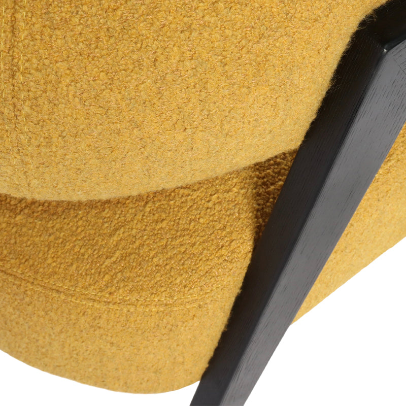 Close-up of Terry Velour Fabric on Mustard Yellow Lounge Chair