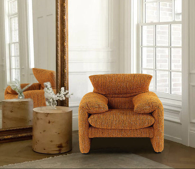Ginger Yellow Textured Fabric Leisure Chair
