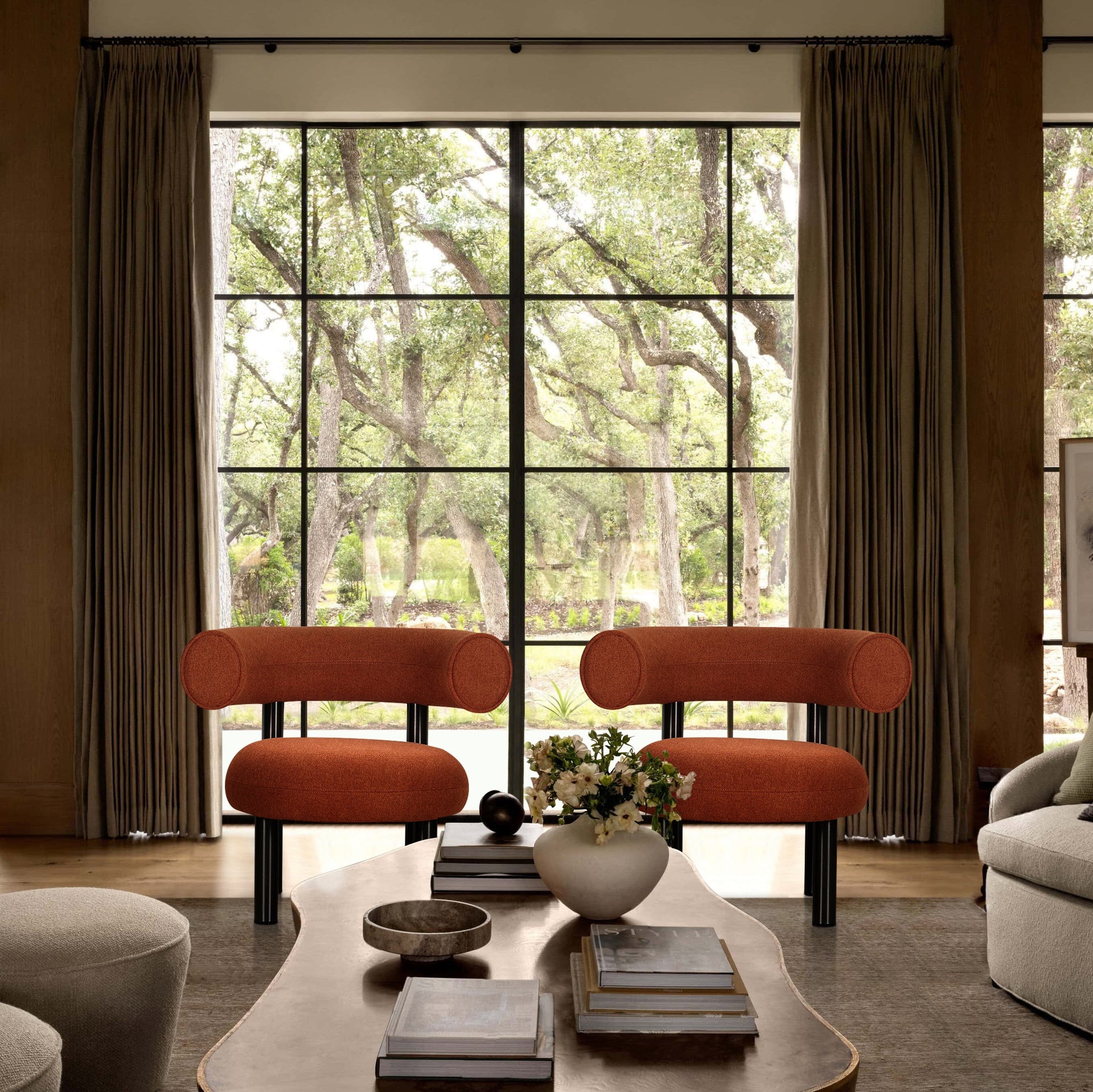 Tangerine Red Terry Modern Accent Chair: Suits all kinds of living spaces