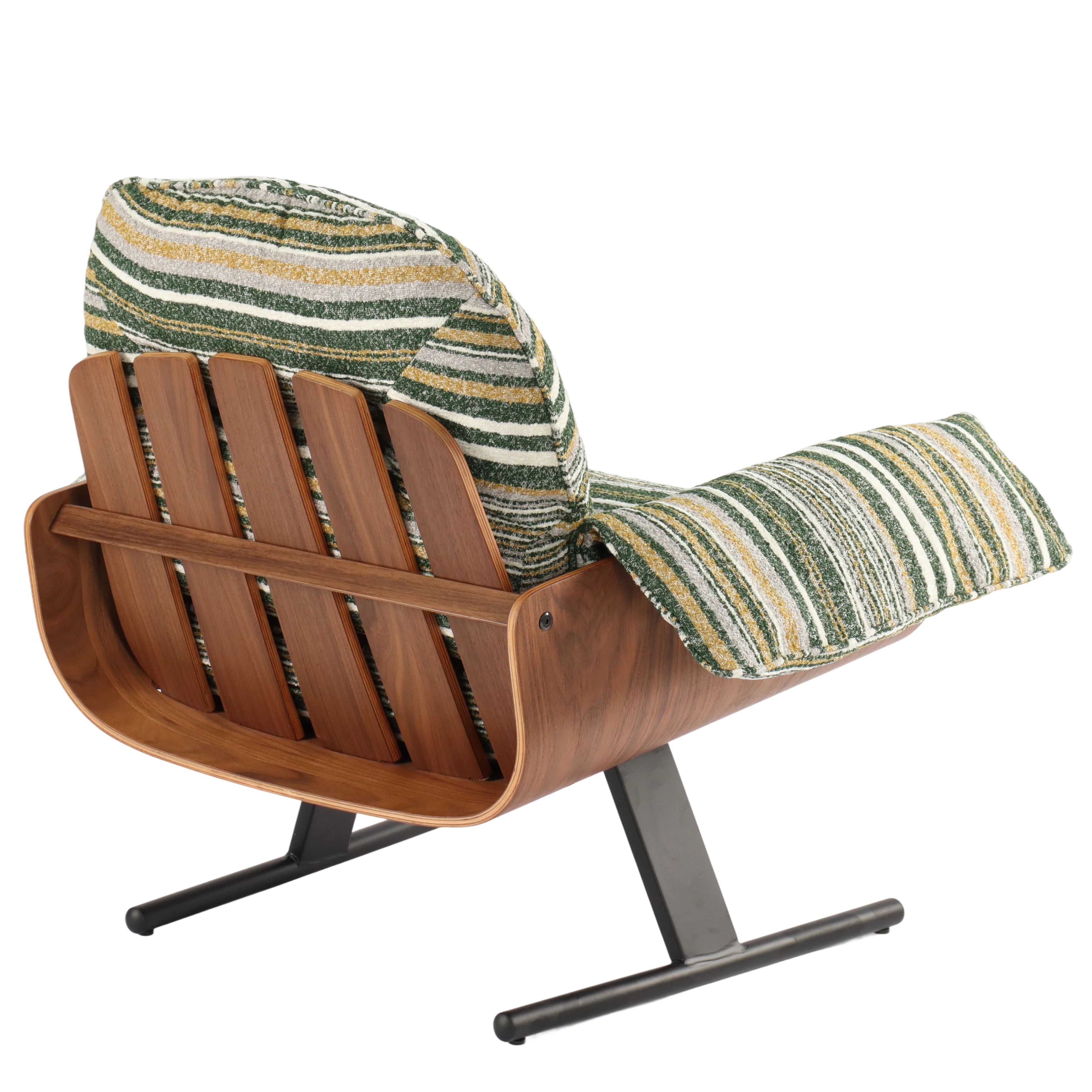 Spring Bloom Striped Lounge Chair - Curved multi-layer wood frame